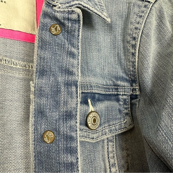 Abercrombie & Fitch Jean Jacket Womens Small Blue Cropped Distressed Denim Y2K - Picture 5 of 11